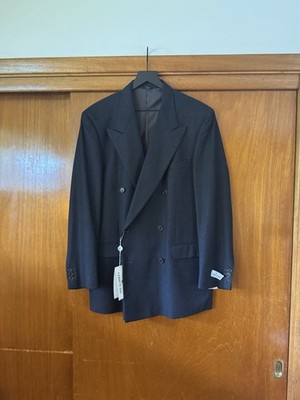 Cerruti 1881 Charcoal Double Breasted Jacket blue stripe 54 EU 42/44 US NWT
