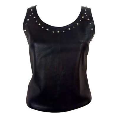 Vintage Gianni Versace Spring 1998 Nieten Leder Bustier Top