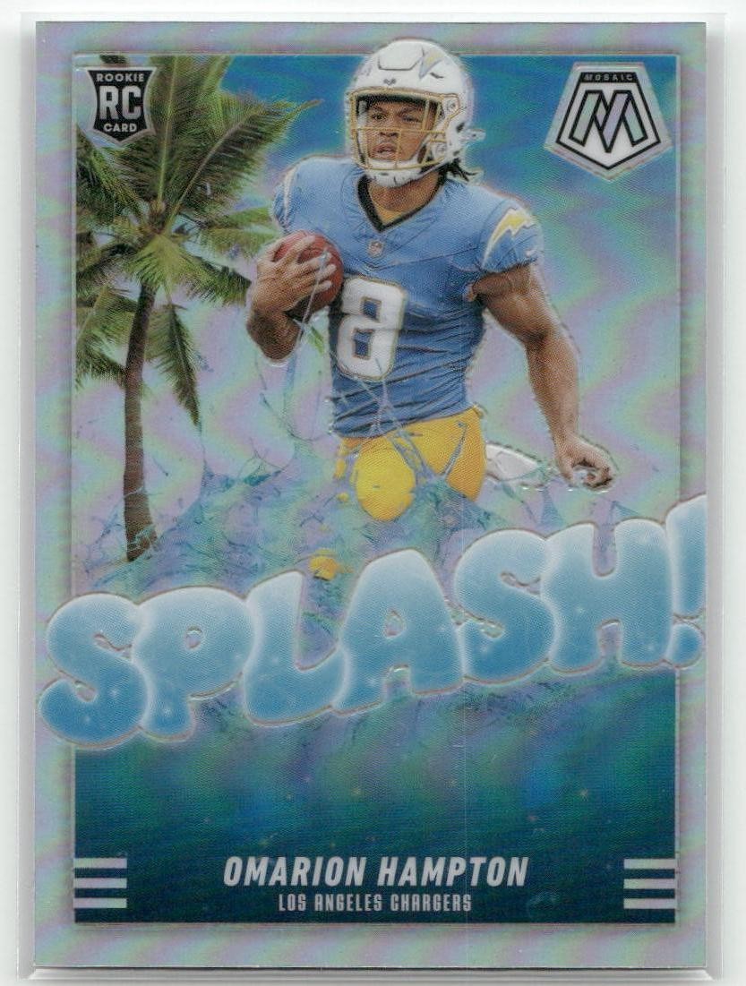 2025 Panini Mosaic #20 Omarion Hampton Splash Mosaic Silver