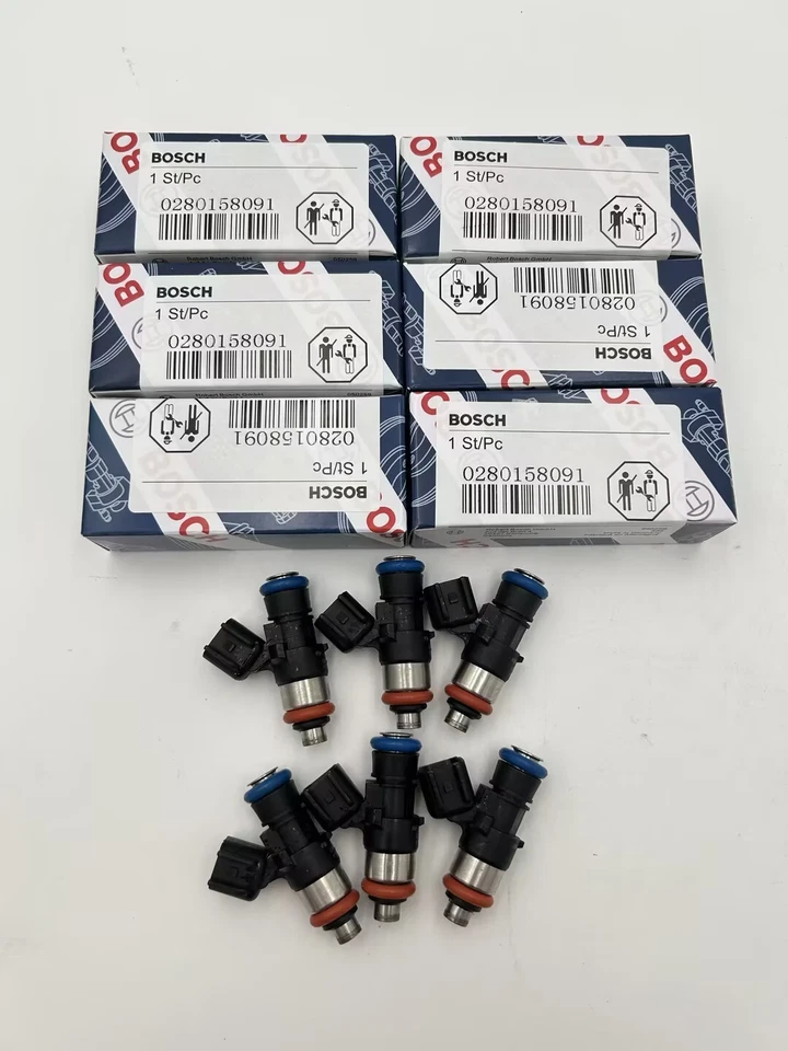 6x Inyector de combustible Bosch 0280158091 Mercury Mazda CX-9 Lincoln 3,5 L 3,7 L Foto 2 de 4