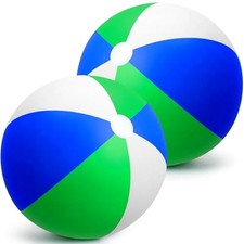 2 Pieces 48 Inch Giant Inflatable Beach Ball Jumbo Rainbow Color Ocean Blue