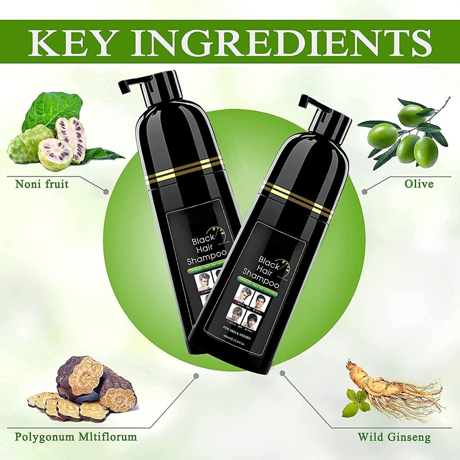Shampooing Cheveux Noirs Anti-Cheveux Blancs | 100% Gray Coverage 400ml - 3