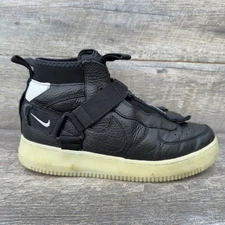 Nike Air Force 1 Mens 8 Utility Black Leather Sneakers Shoes AQ9758-001 BEATERS