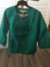 New: Motto Fully Lined Cotton Twill Zip Front Cropped Jacket - M Jade Green