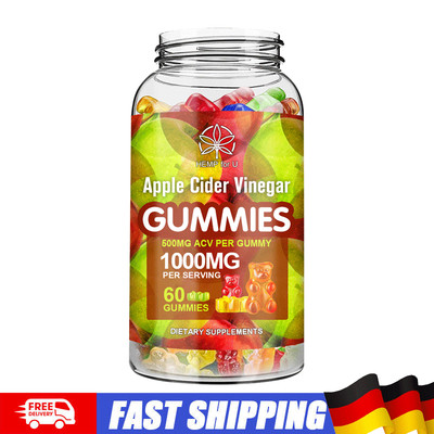 DE 60 Gummy Apple Cider Vinegar Gummies 1000mg, Weight Loss & Health Support ACV
