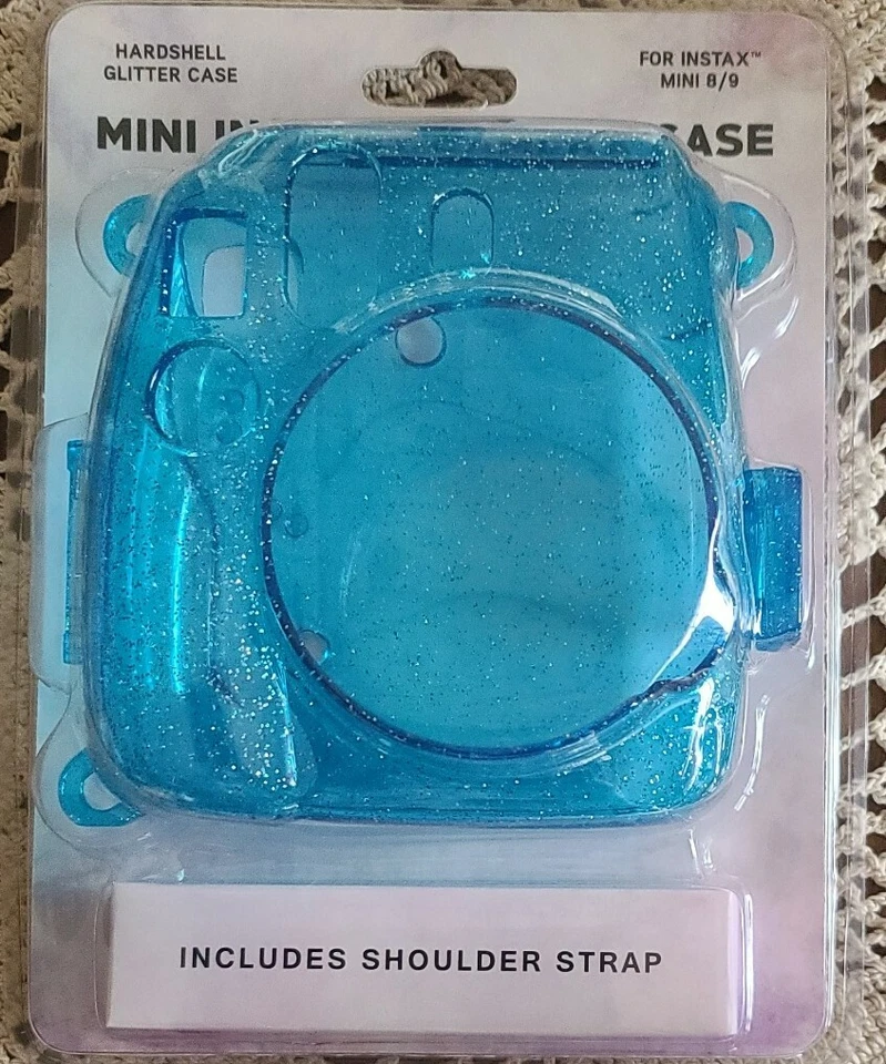 Instax Mini 8/9 ~ Instant Camera Hardshell Case - Blue Glitter w/ Shoulder Strap - Image 3 of 4