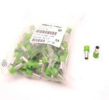 Lot of 100 Altech Corp 2214.0 Green Insulated Ferrule, AWG 6, 0.47" Length