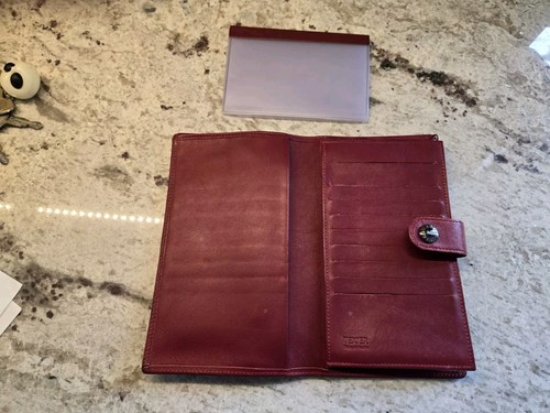 Texier Large Red Leather Money Coins Cards Passport Wallet, France, EUC - Picture 3 of 8