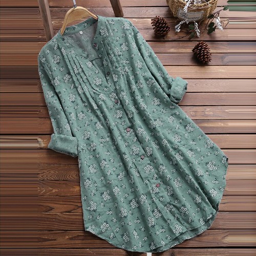 Women Summer Floral Blouse Tops Ladies Loose Baggy Tunic T Shirt Dress Plus Size - Picture 9 of 11