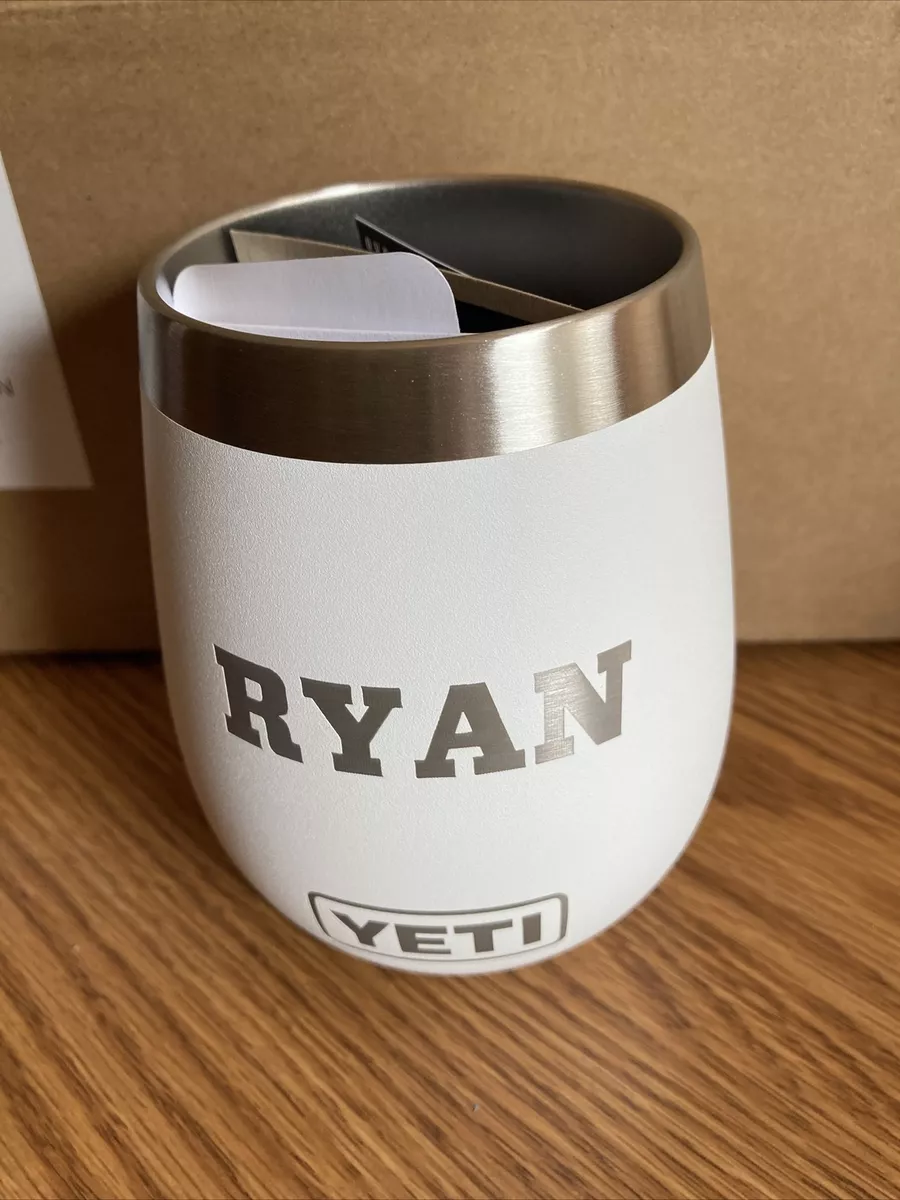 YETI RAMBLER 10 OZ WINE TUMBLER -WHITE -BRAND NEW-Says RYAN on it-branded