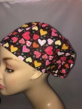 Valentine Hearts European Euro Scrub Hat CNOR CHEF CRNA Xray Cath Lab Vet  