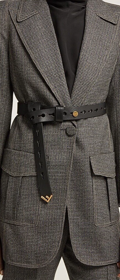 FENDI ceinture longue à nouer en cuir noir NEUVE - Photo 3/4