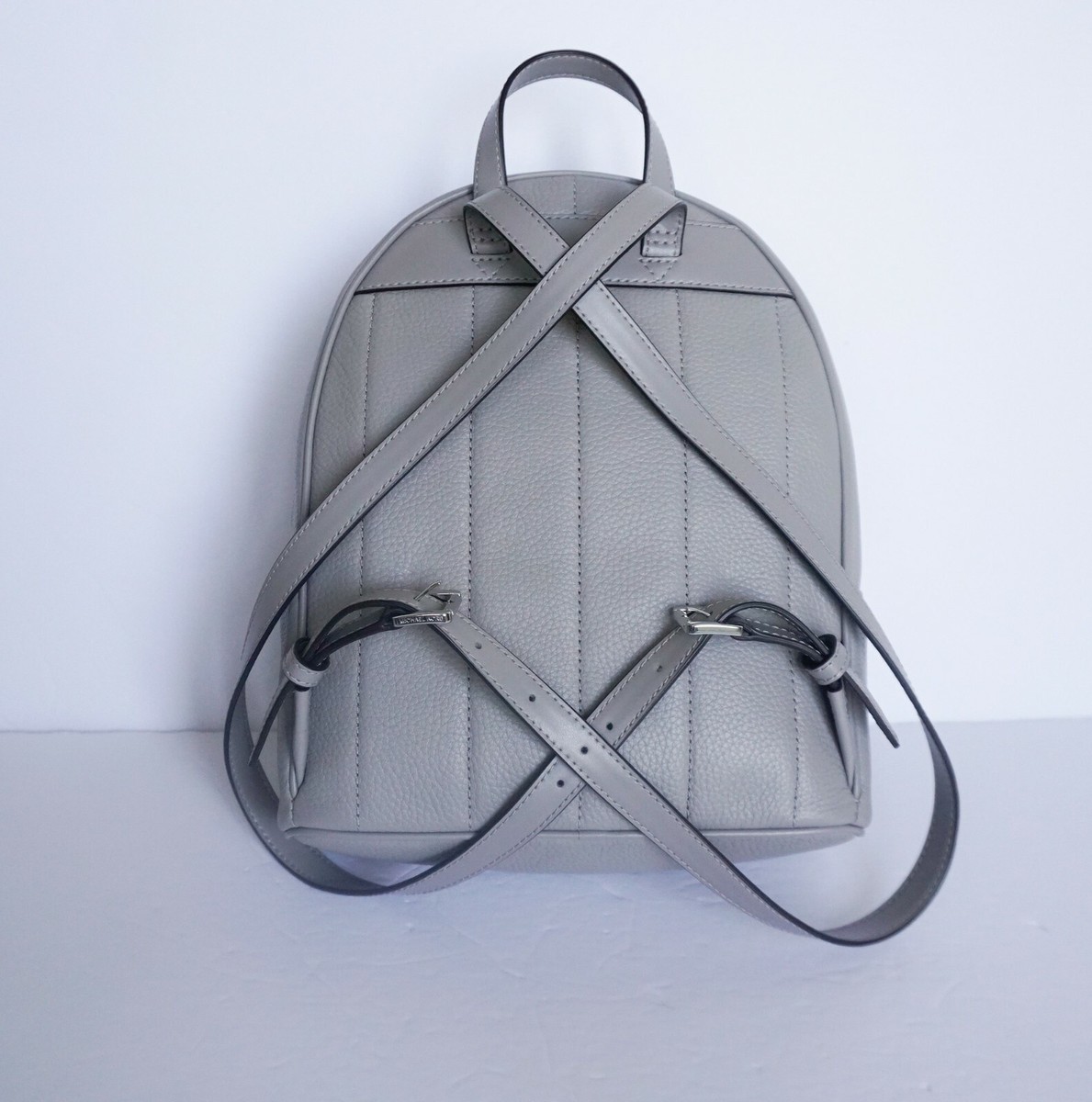 MICHAEL KORS KENLY MEDIUM BACKPACK PEBBLED LEATHER GREY SILVER