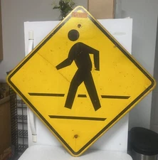 Street Traffic Road Sign (Pedestrian) 30" X 30" Lot 6-11