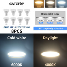 8PCS GU10 MR16 3W 5W 6W 7W 8W 3000K 4000K 6000K 220V-240V LED Spotlight Foco Lig