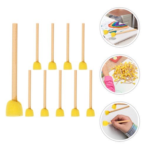 10 Pcs PAINTING BRUSH Round Sponge Kids Brushes Sponges for Toddler Child