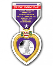 2017 British Virgin Islands John F Kennedy Centenary Birth Coin Purple Heart JFK