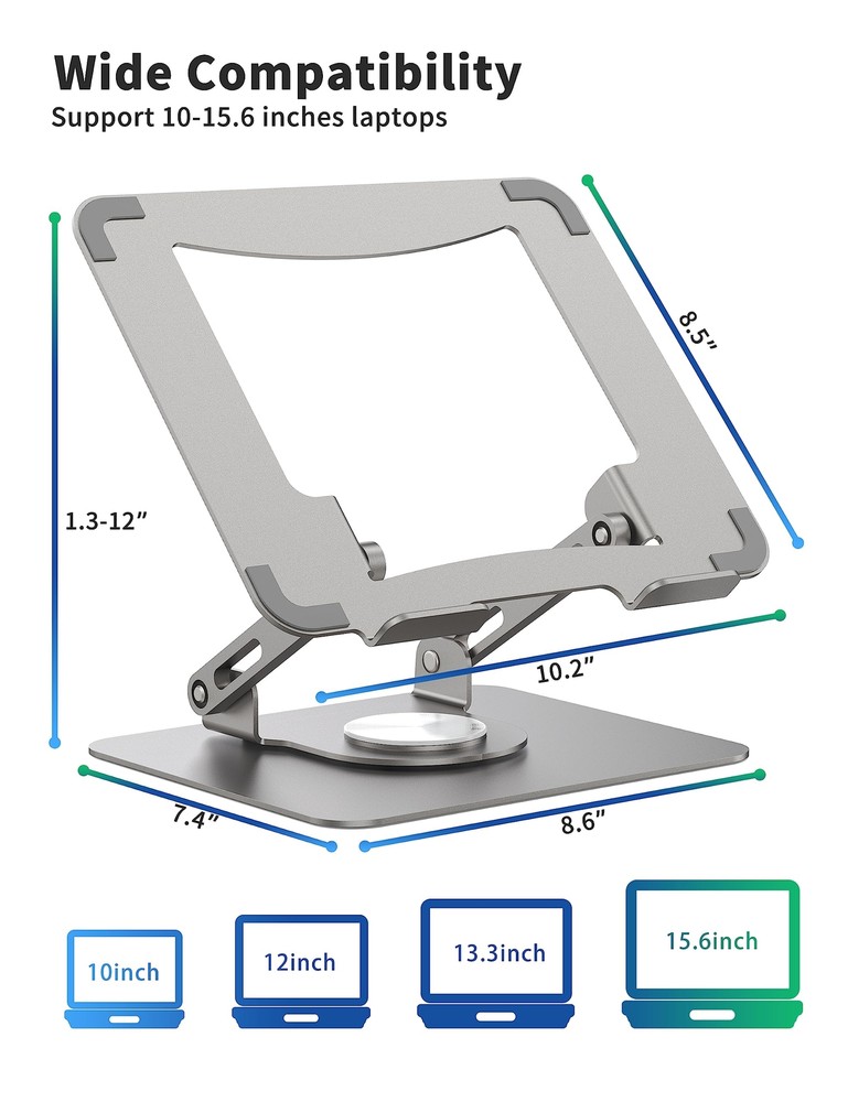 360° Rotating Ergonomic Laptop Stand for Desk - Adjustable Height & Angle  