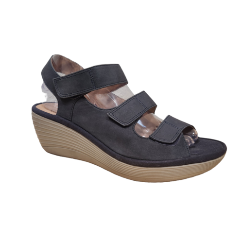 Clarks Navy Blue Reedly Juno Wedge Sandals Women's 8 - Picture 1 of 9