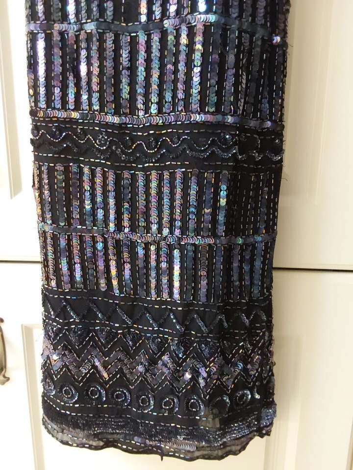 ASOS Black Beeded /Sequenced Midi Halterneck Cocktail Dress Size 12 eBay