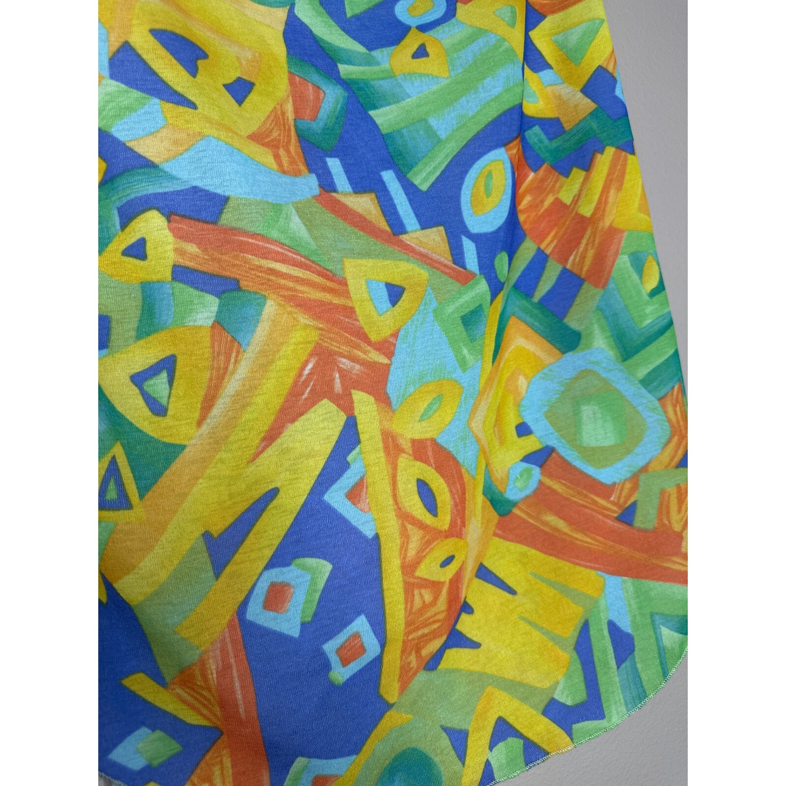 I'VORY VTG Abstract Print Top Colorful Geometric Pattern Sleeveless Blouse XL