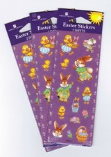 3 NEW Packs Easter Bunny Duck Mouse SPRING Animals Flowers Stickers 6 Sheets