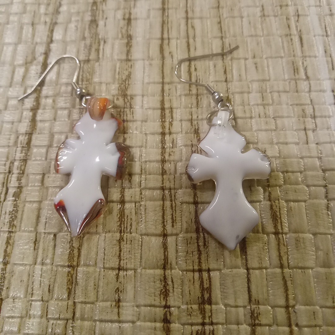 Earrings Pierced Dangle Drop Hook Back Blown Glas… - image 6