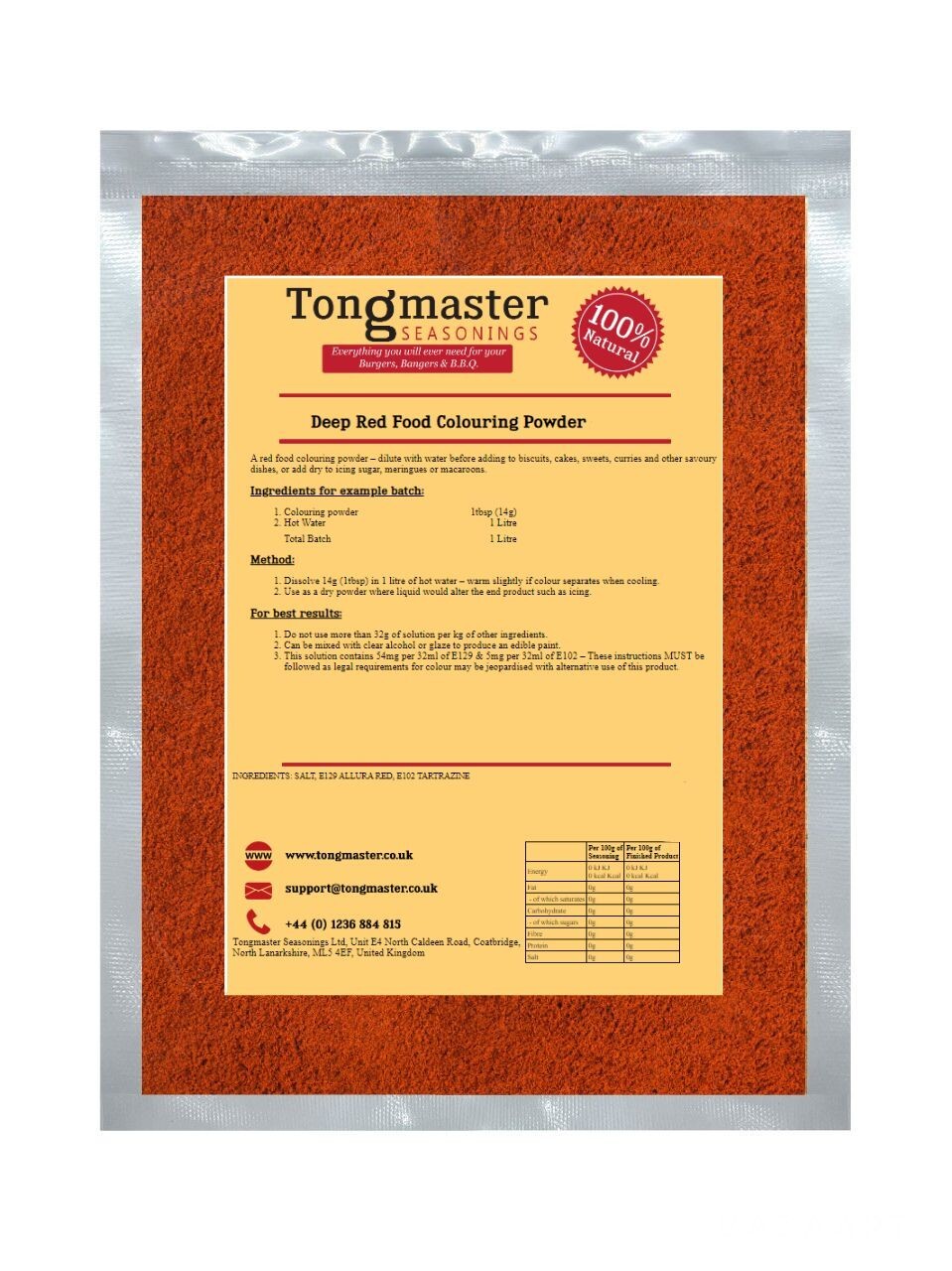 Deep Red Food Colouring Powder - 100g