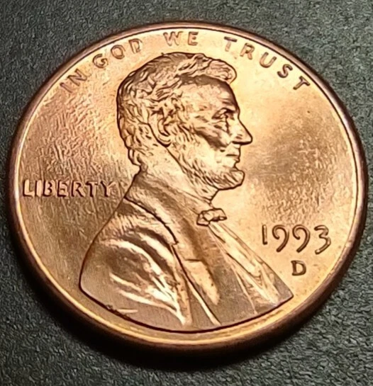 1993 D Lincoln Memorial Cent Denver Mint Doubled E Pluribus Unum & Die Break DDO - Image 3 of 4