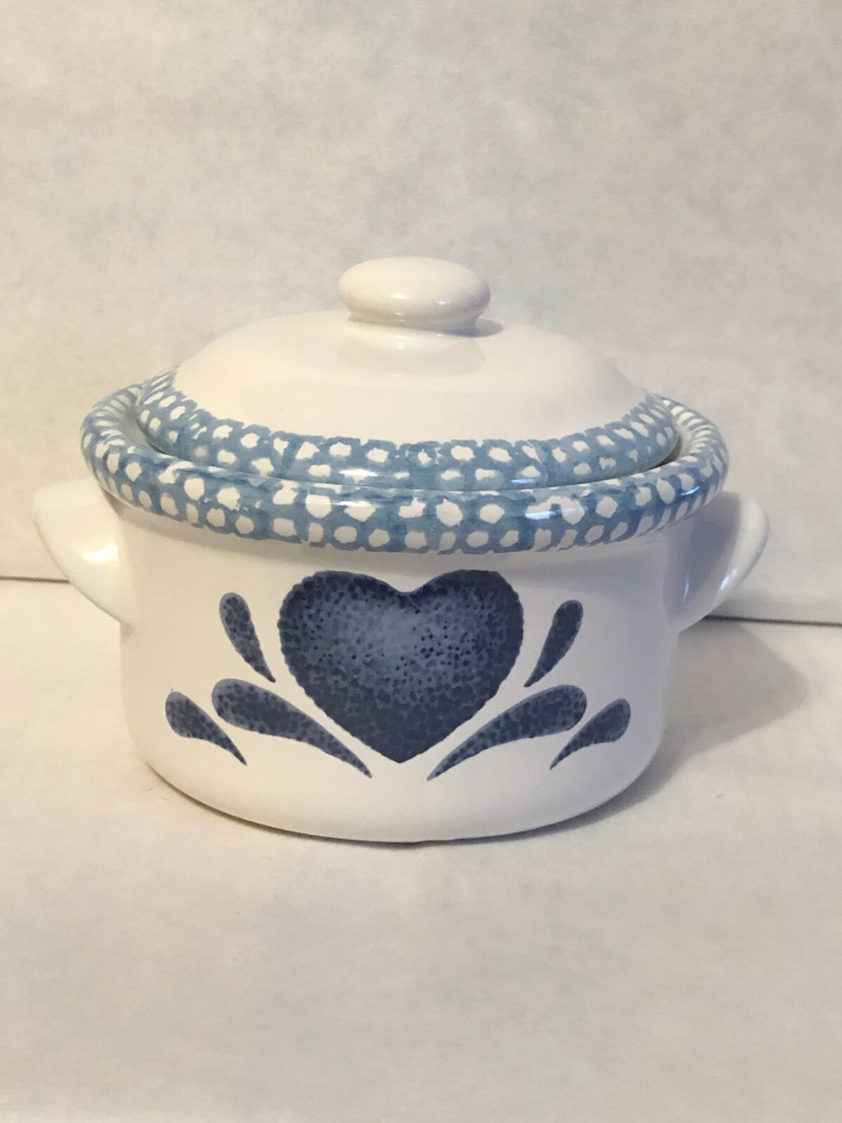 Corelle “Blue Sponge Heart” Corningware Individual Casserole Dish and