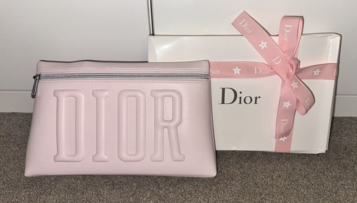 Dior Vip Gift Cute Baby Pink Pastel Colour Clutch Makeup Bag Pouch Embossed - Picture 2 of 7