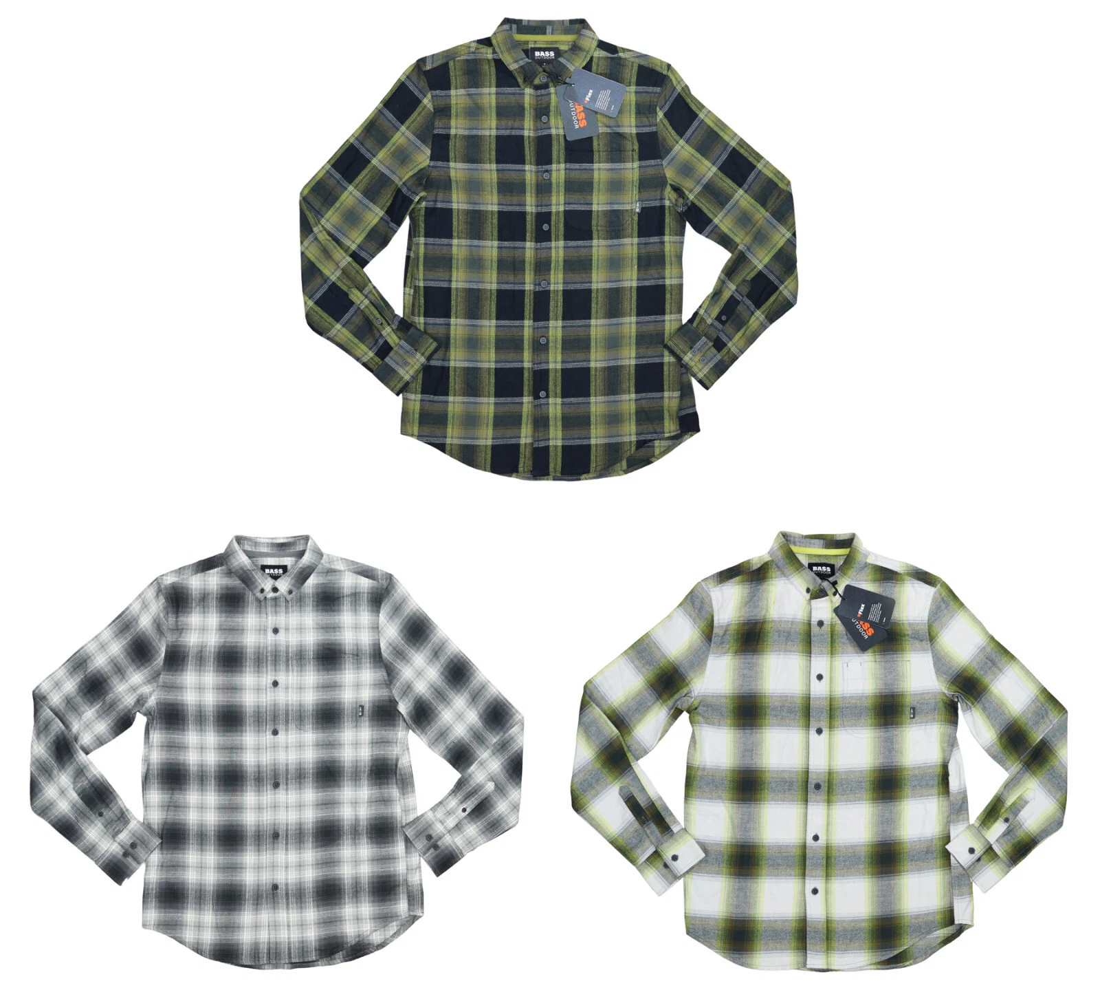 Bass Outdoors Expedition Flannel Plaid Long Sleeve Men's Button Down Shirt NWT