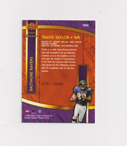2000 Collector's Edge Masters - Future Masters Travis Taylor #FM4 Gold 1791/2000 - Picture 2 of 2