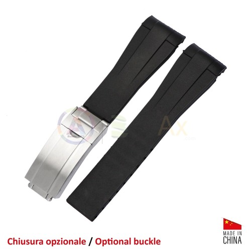 Cinturino silicone nero ansa curva 20 mm con rinforzi compatibile Rolex  sportivi | eBay