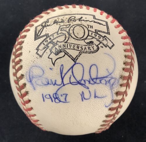 Benito Santiago signiertes Baseball-Autogramm Jackie Robinson Logo 1987 NL Inscr JSA - Bild 1 von 7