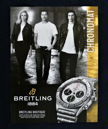 Annonce de montre chronomat Charlize Theron - Brad Pitt - Adam Driver BREITLING 1884 - Photo 1 sur 1