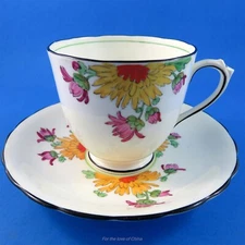 Hand Painted New Chelsea " Chrysanthemum " Tea Cup and Saucer Set