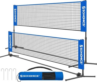 SONGMICS 3m Badminton Volleyballnetz Set mit verstellbaren Stangen tragbar blau