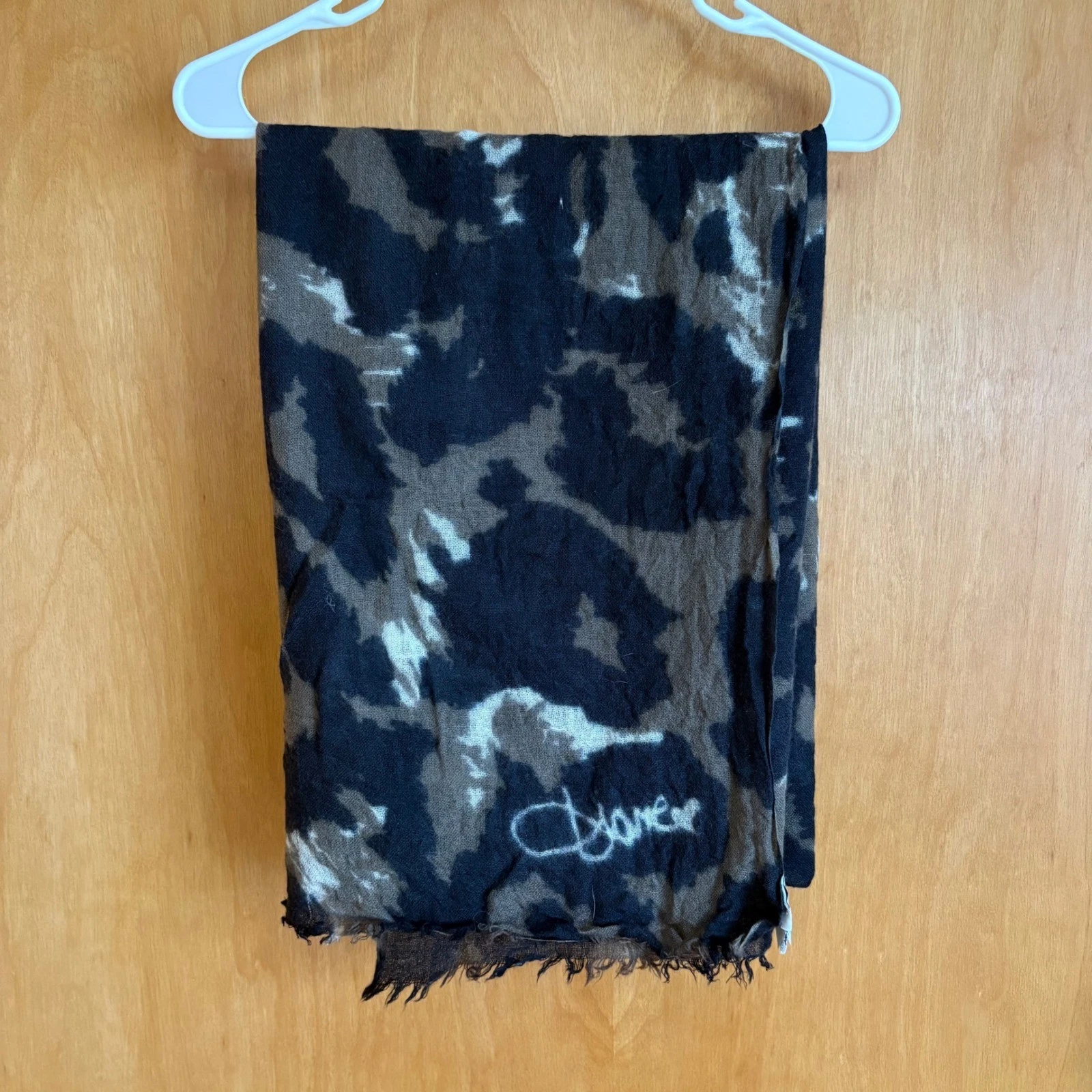 Diane von Furstenberg Scarf Womens OS Brown Black Leopard Print 100% Cashmere