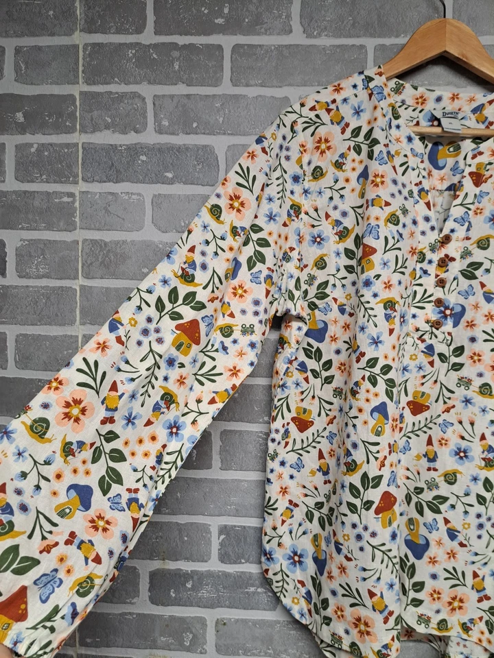 Túnica Duluth feminina artesanal cânhamo gola V manga longa tamanho XL - Imagem 3 de 4