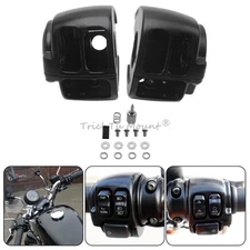 Pair Black Handlebar Switch Housing Covers For Harley Sportster 883 Softail Dyna
