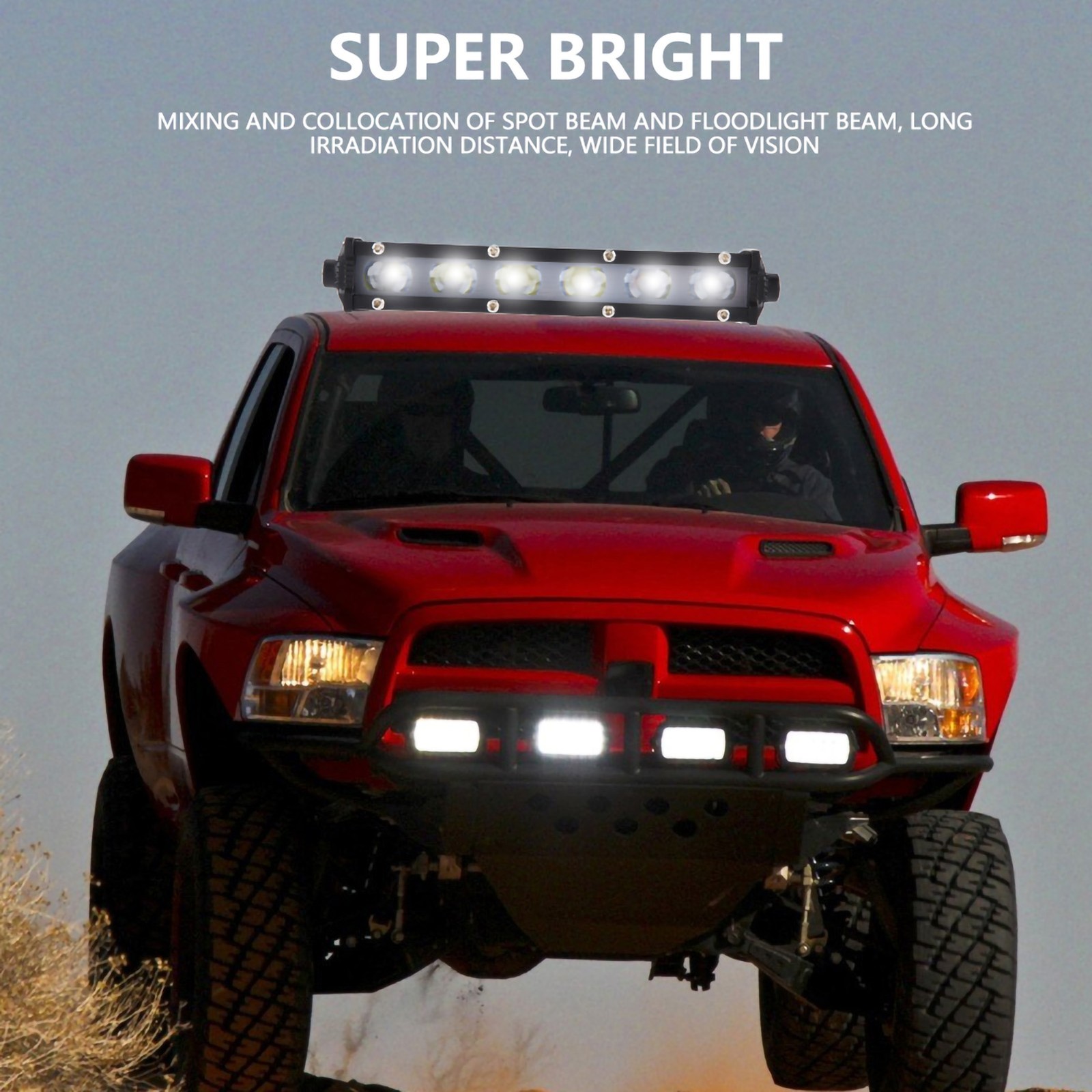 2-Pack Bright 60W LED Light Bar For Clear Vision Offroad Driving SUV NTYW
