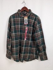 NWT Eddie Bauer Men's XL 100 Cotton Flannel Shirt Mocha Overland Plaid A014