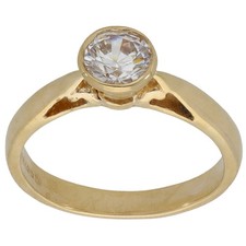 9ct Gold Ring 2.94g Solitaire Cubic Zirconia Size M - Fully Hallmarked