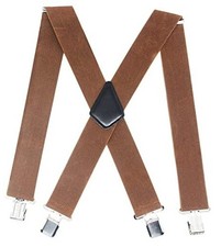 Timiot Mens 2 Inch Wide Suspenders Heavy Duty Strong Clips Adjustable Camel