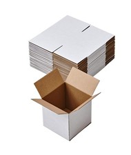 5X5X5 Inch 25 Pack White Small Shipping Boxes, Kraft Corrugated Cardboard Box...