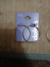 Bulk Lot Of 8 Pairs Of Claire's Jewelry Gold Hoop Earrings MSRP 7.99/pr. NWT