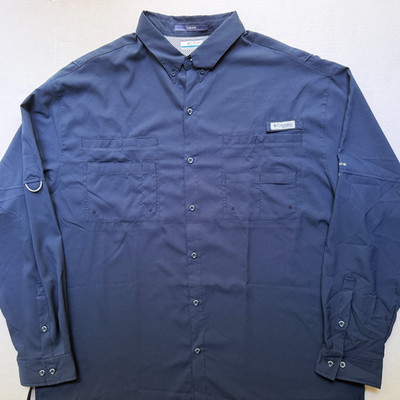 Columbia PFG Shirt Mens 3XT Lightweight Vented Fishing Performance Tamiami Blue