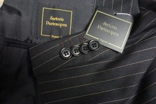 Sartoria Partenopea Silk Blend Charcoal Gold Stripe 2pc Suit Jacket Pants 44 NEW