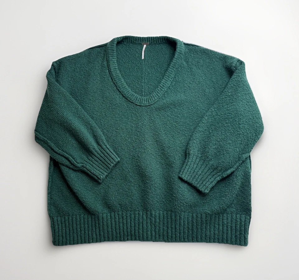 Free People Retro 90s Brookside Slouchy Tunic Sweater Pine Forest Green Large - Image 2 of 4